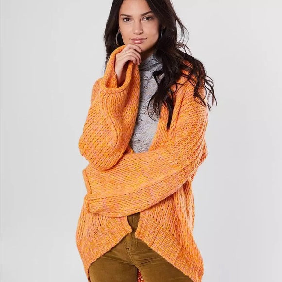 Free People Med Hometown Cardigan Grannycore Coastal Grandma Bright Color Cozy - Picture 1 of 9